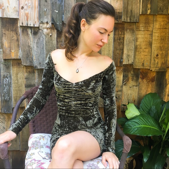 Skylar + Madison Dresses & Skirts - Velvet Olive Green Fitted Mini Dress Size Small
